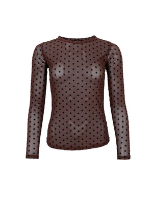 BCJENNIE dotted mesh blouse - Coffee