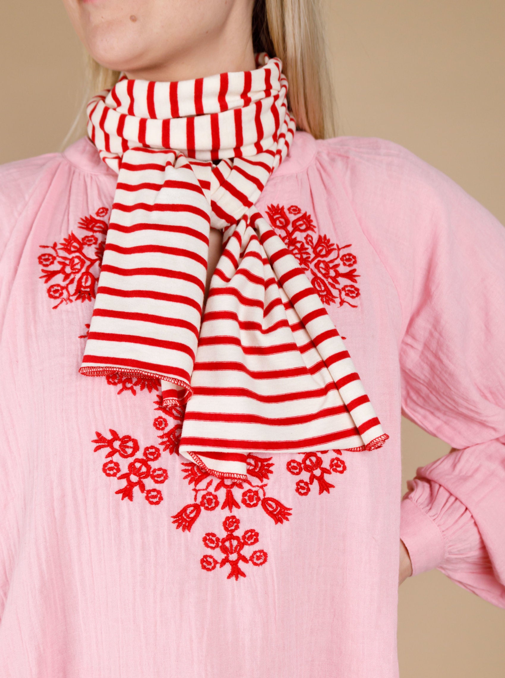 BCKASSI striped jersey scarf - Red/Creme - Black Colour