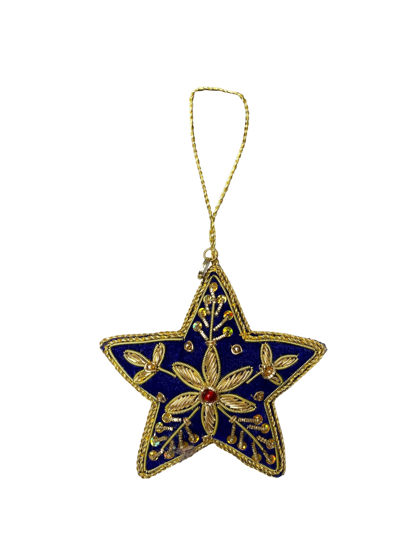 BCVELVET star christmas ornament - Blue - Black Colour