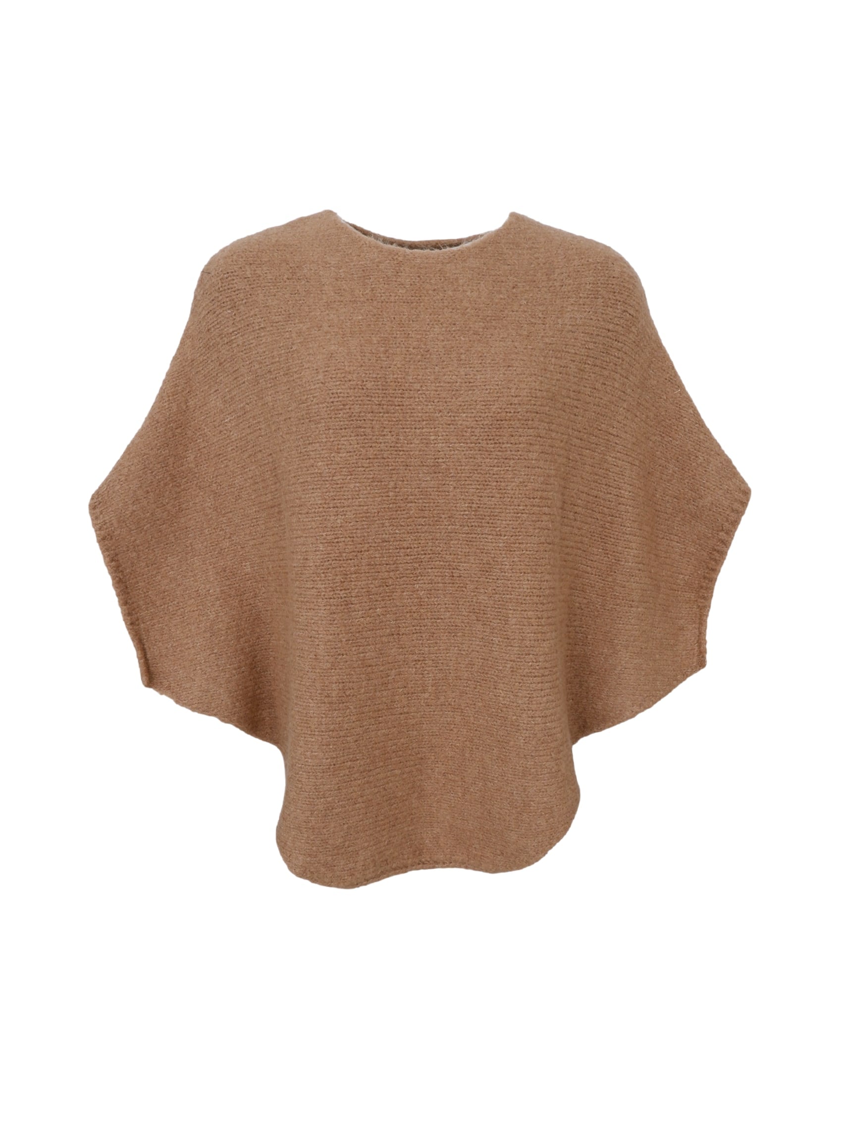 BCPELLA boucle poncho - Latte - Black Colour