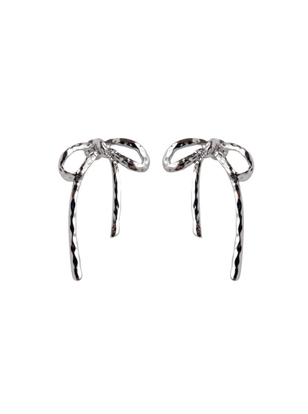 BCHARRIET bow earrings - Silver - Black Colour