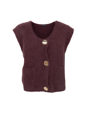 BCBJOERK knitted button vest - Coffee