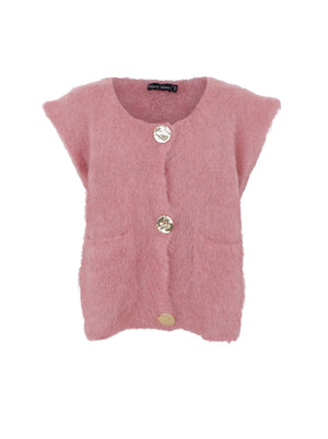 BCBJOERK knitted button vest - Winter Rose