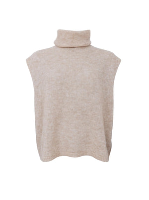 BCDELL roll neck knit vest - Natural