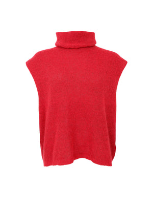 BCDELL roll neck knit vest - Red