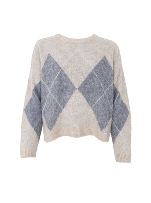 BCBETH argyle knit jumper - Natural