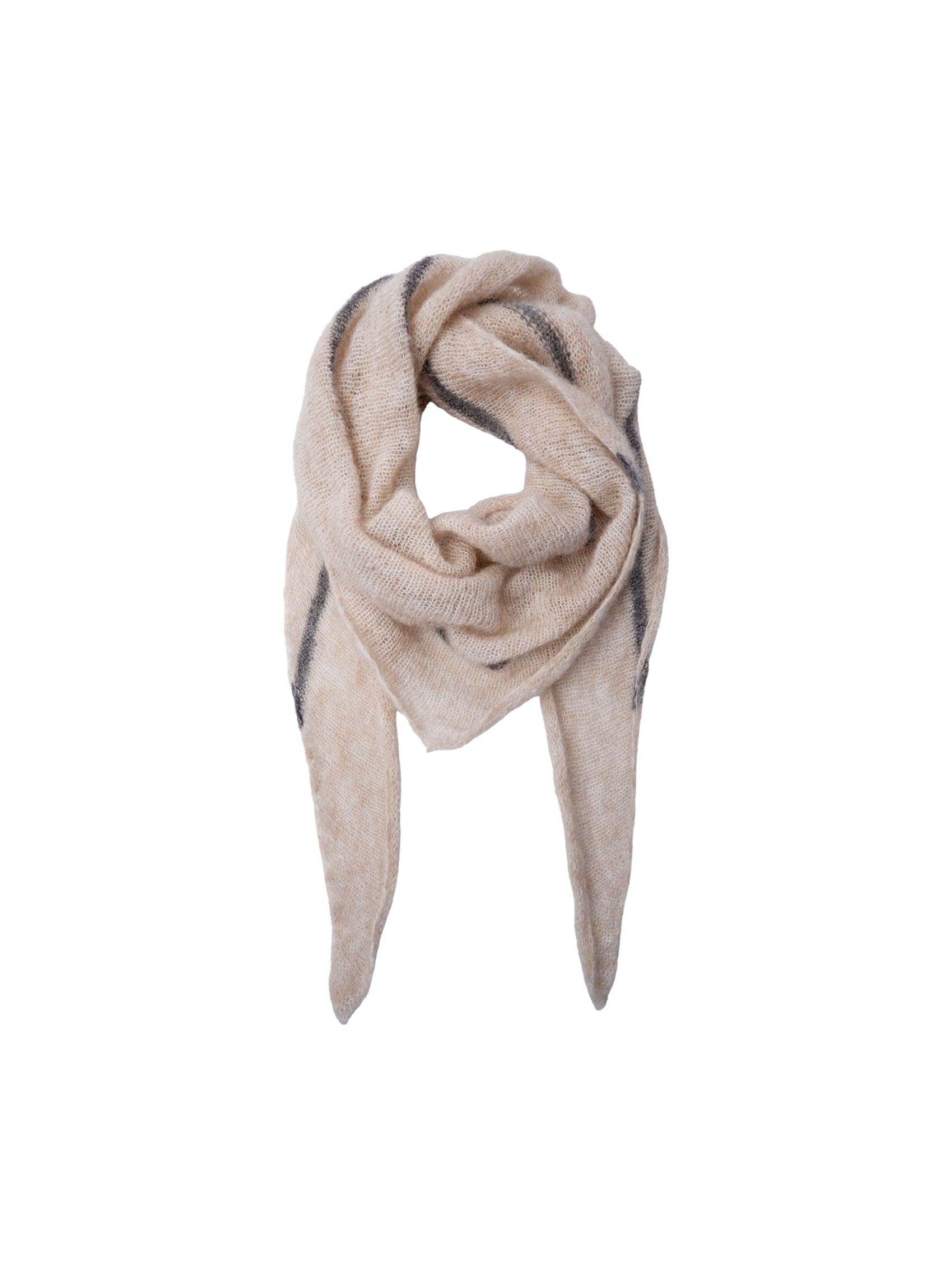 BCDELL striped mini scarf - Natural / Grey - Black Colour