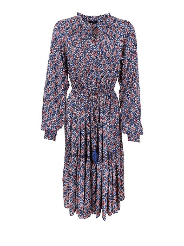 BCLUNA Rose boho short dress - Poetic Blue - Black Colour