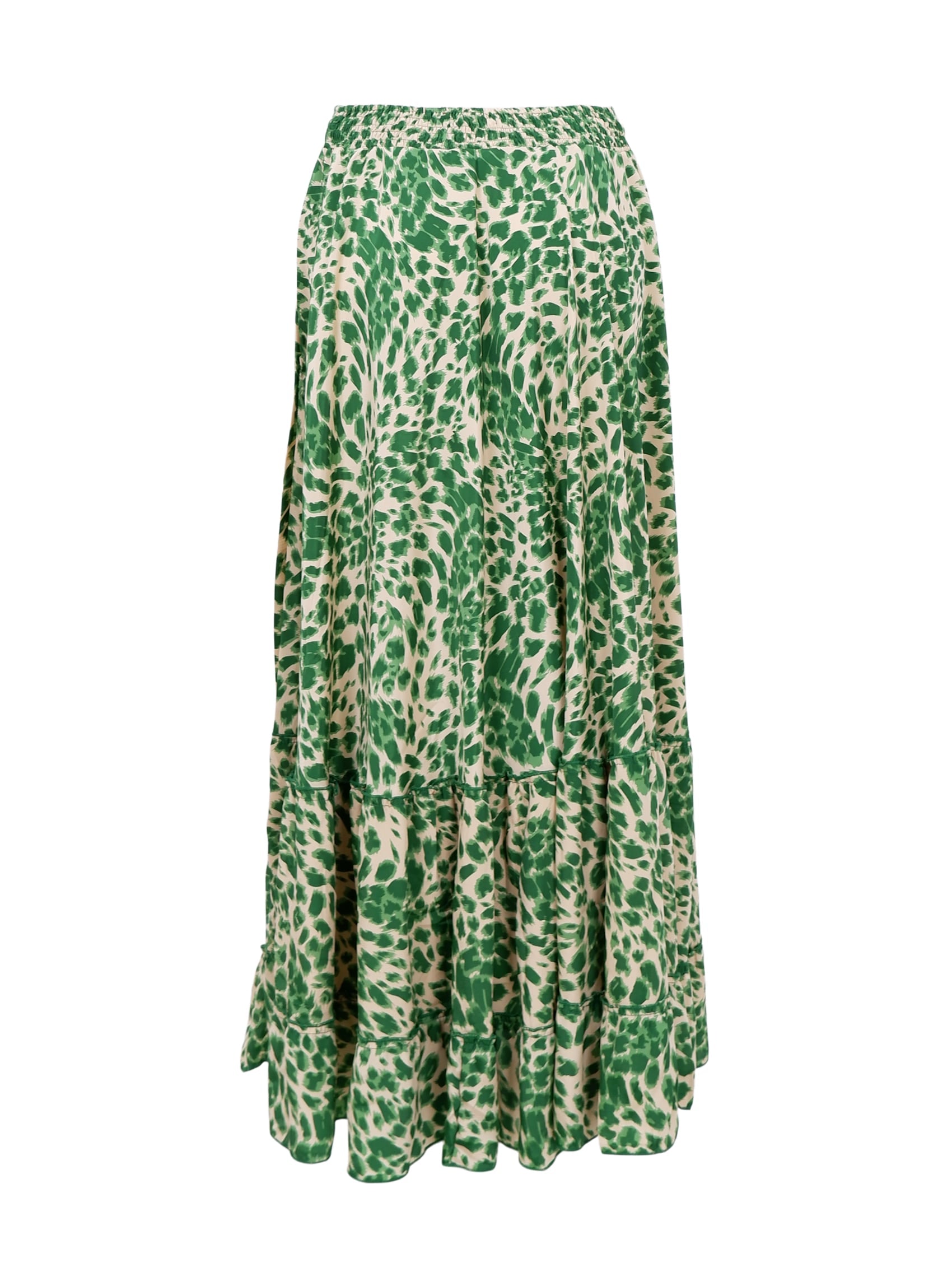 BCLUNA maxi frill skirt - Green Leo - Black Colour