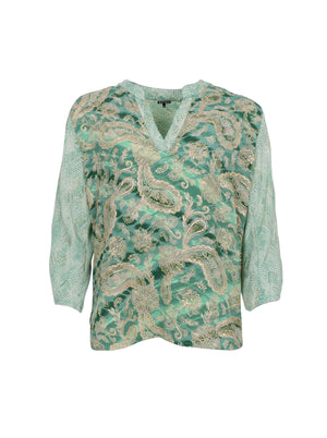 BCLUNA flared sleeve blouse - Floral Green Mix