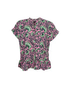 BCFLORA Ruffle s/s blouse - Pink Dahlia - Black Colour
