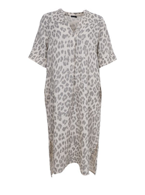 BCMELINA long linen dress - Natural Leo