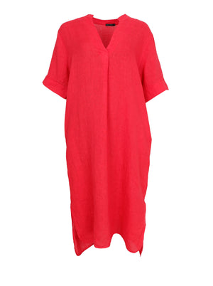 BCMELINA long linen dress - Red