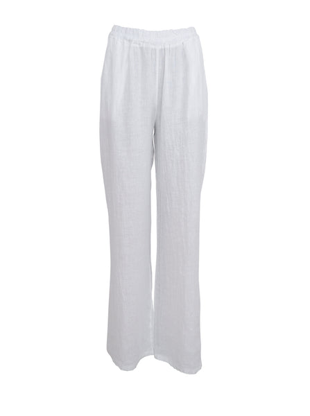 BCMELINA wide linen pant - White - Black Colour