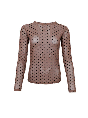 BCJENNIE dotted mesh blouse - Espresso