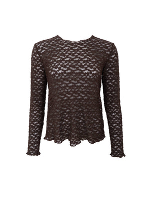 BCBLAIR ls lace blouse - Coffee