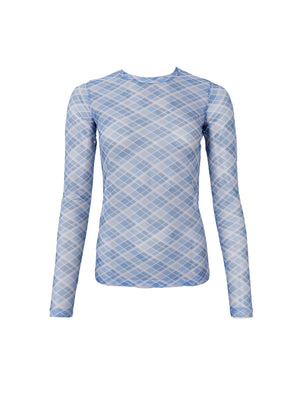 BCANNE mesh blouse - Blue Check