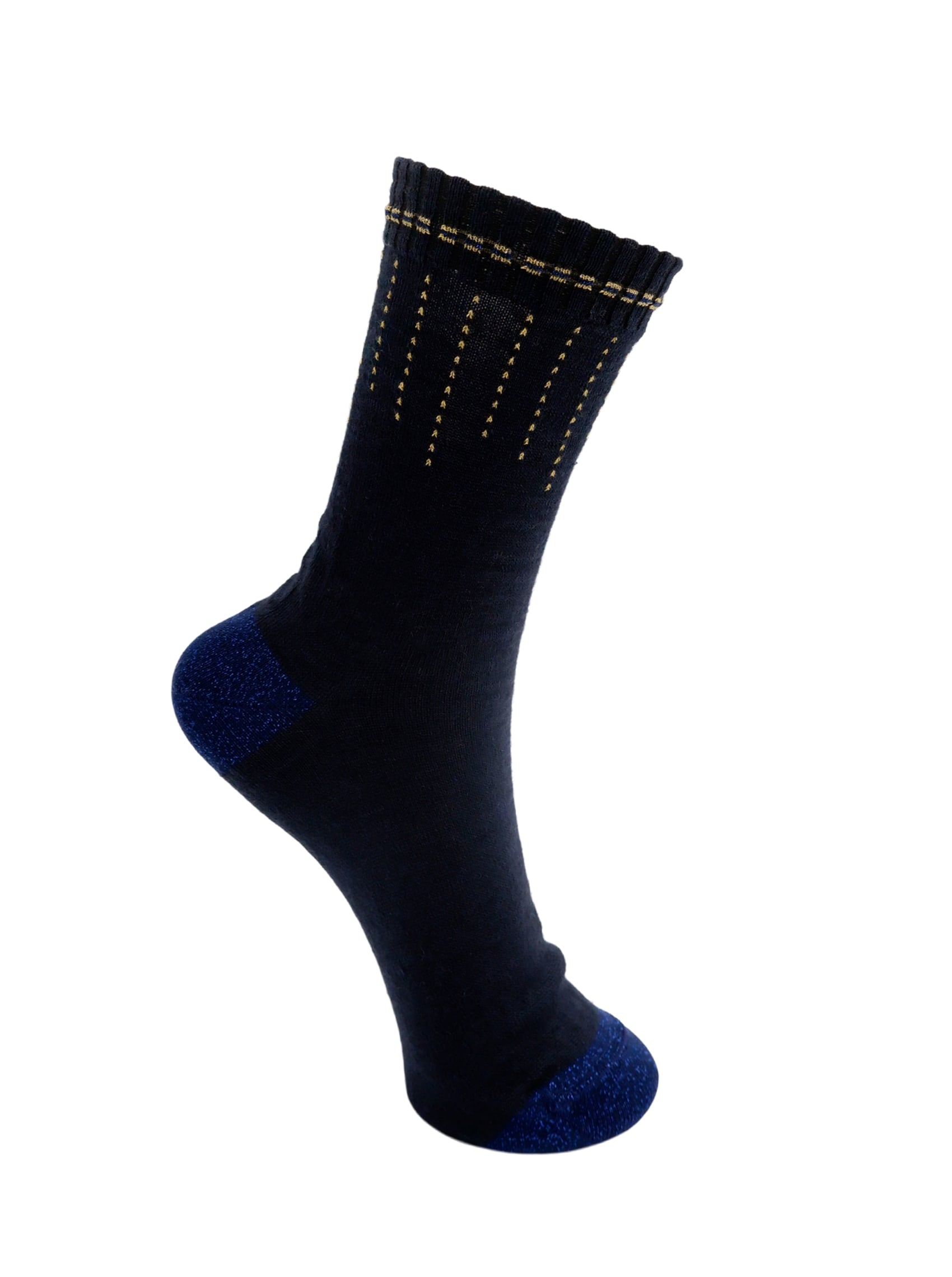 BCGLAZE wool mix sock - Navy/Gold - Black Colour
