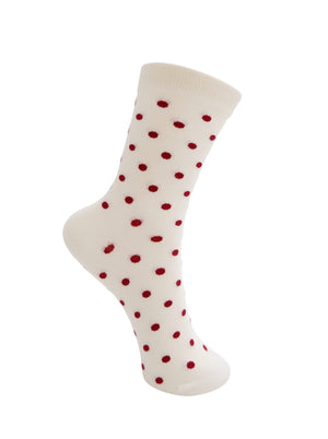 BCHELEN dotted sock - Creme/Wine