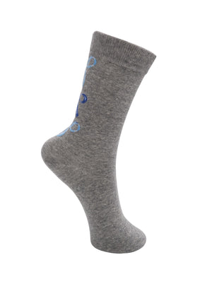 BCELORA sock - Lt. Grey w. Blue Bows