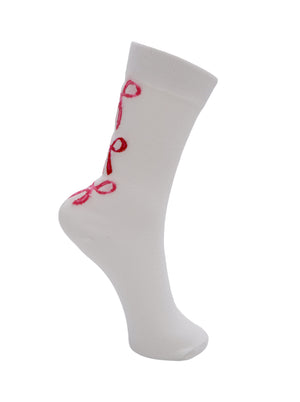 BCELORA sock - White w. Pink Bows