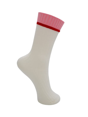 BCCLARA contrast sock - White w. Pink