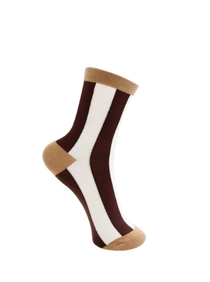 BCYESENIA sock - Off White/Coffee