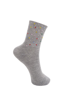 BCLIVIA rhinestone sock - Grey Melange