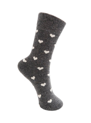 BCCAI heart wool sock - Dk. Grey