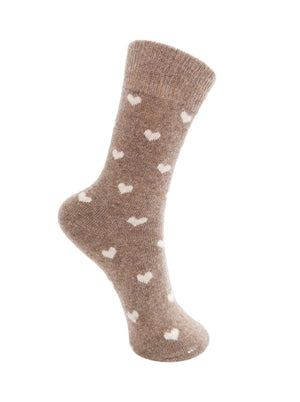 BCCAI heart wool sock - Latte