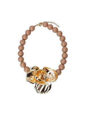 BCCASTELLI flower necklace - Latte / Gold Coloured