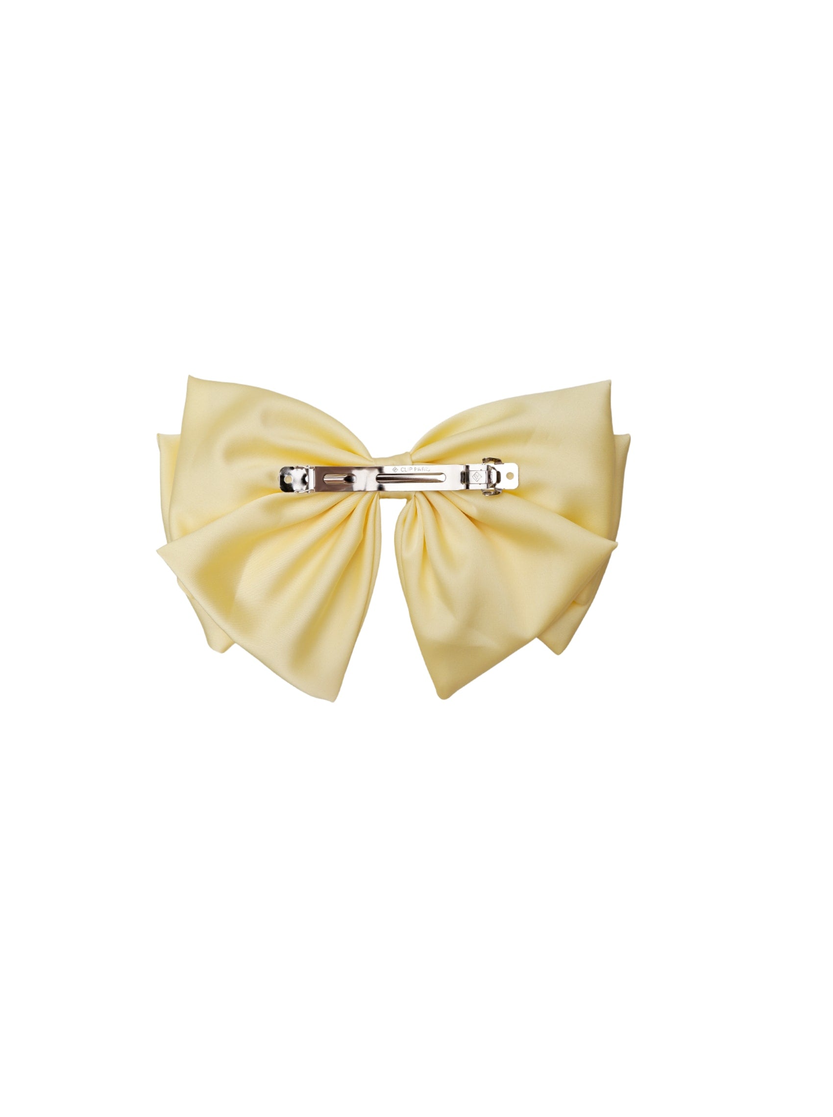 BCINA satin bow barette - Soft Yellow - Black Colour