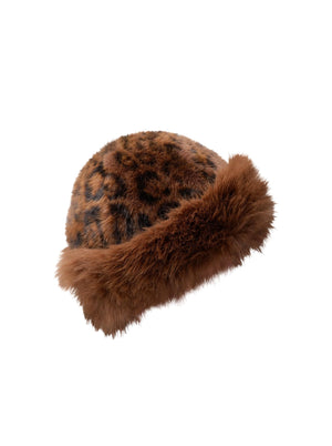 BCKAJSA fluffy hat - Coffee Leo