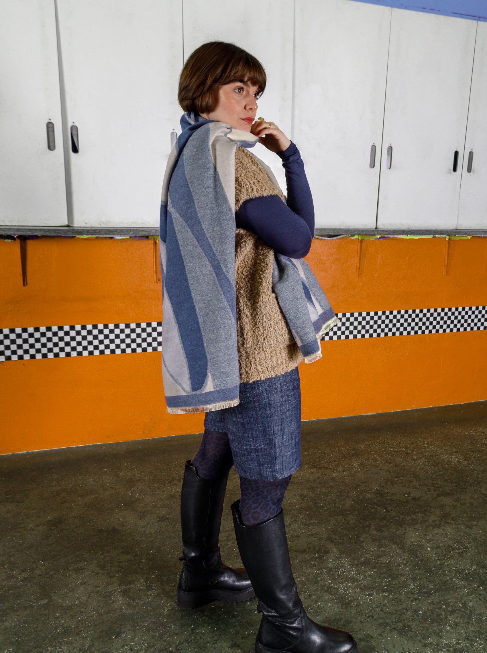 BCSANNE winter scarf - Blue - Black Colour