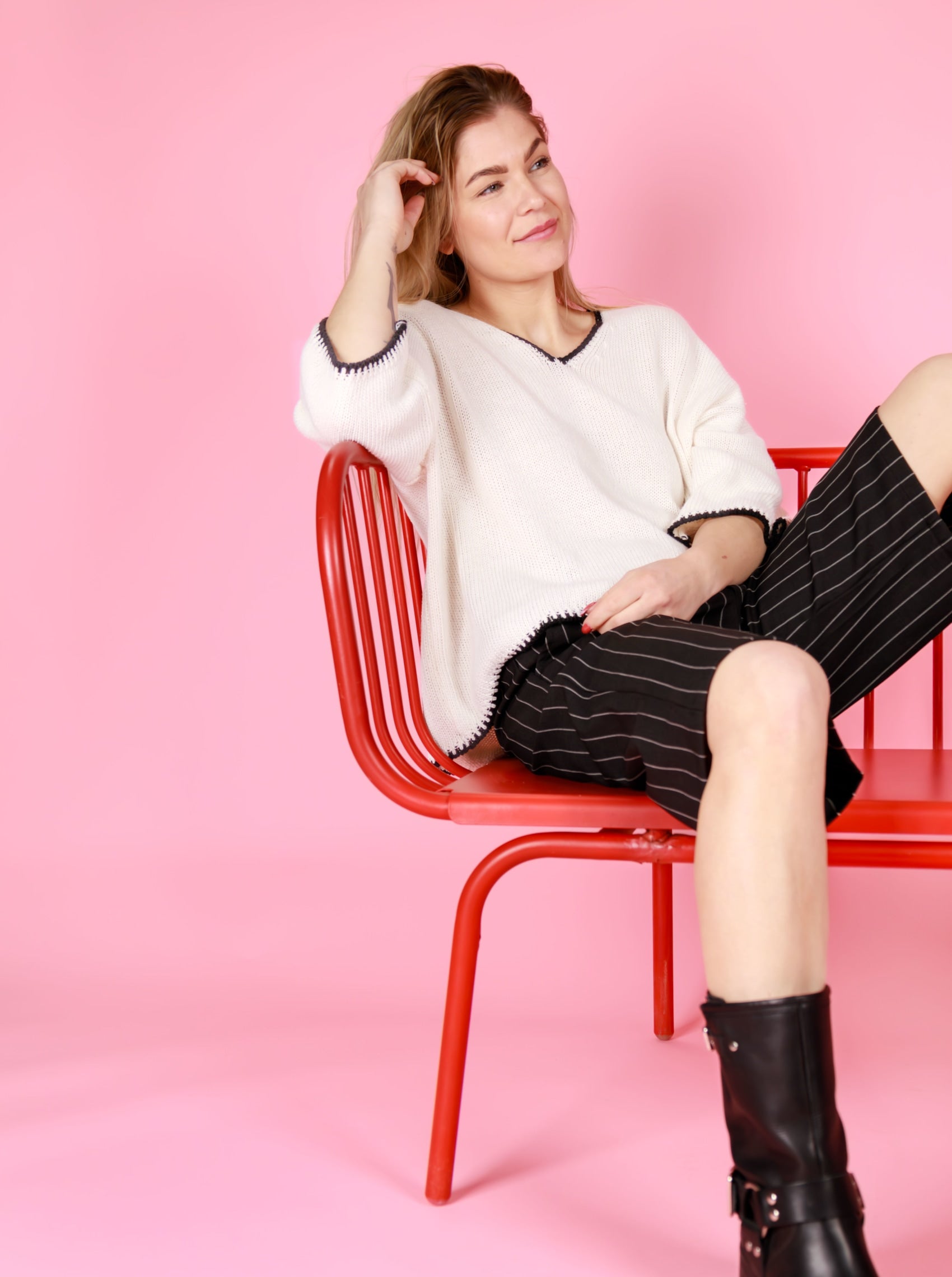 BCJOANNA knit jumper - Off White - Black Colour