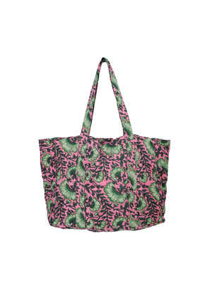 BCFLORA quilted tote bag - Pink Dahlia - Black Colour