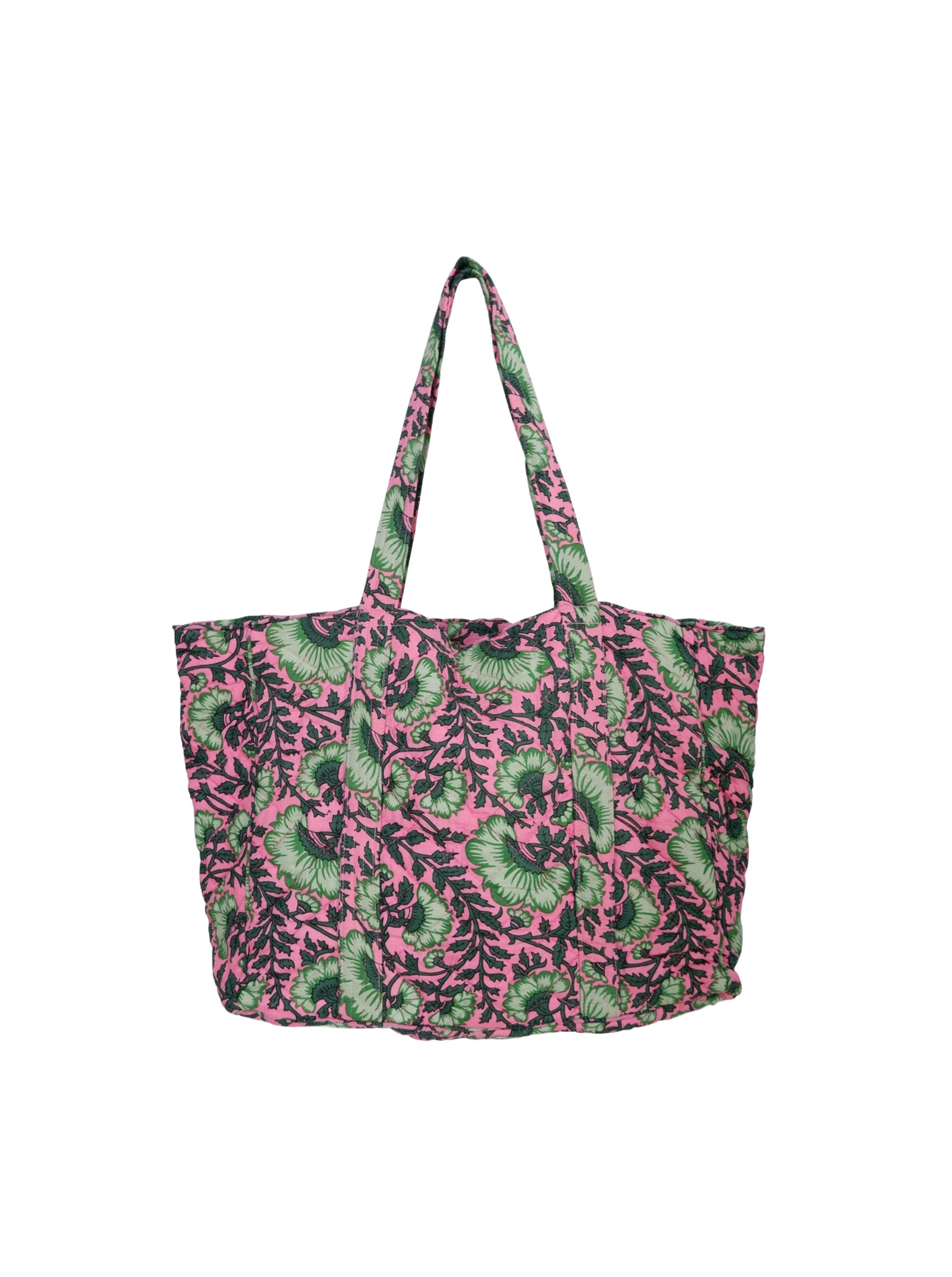 BCFLORA quilted tote bag - Pink Dahlia - Black Colour