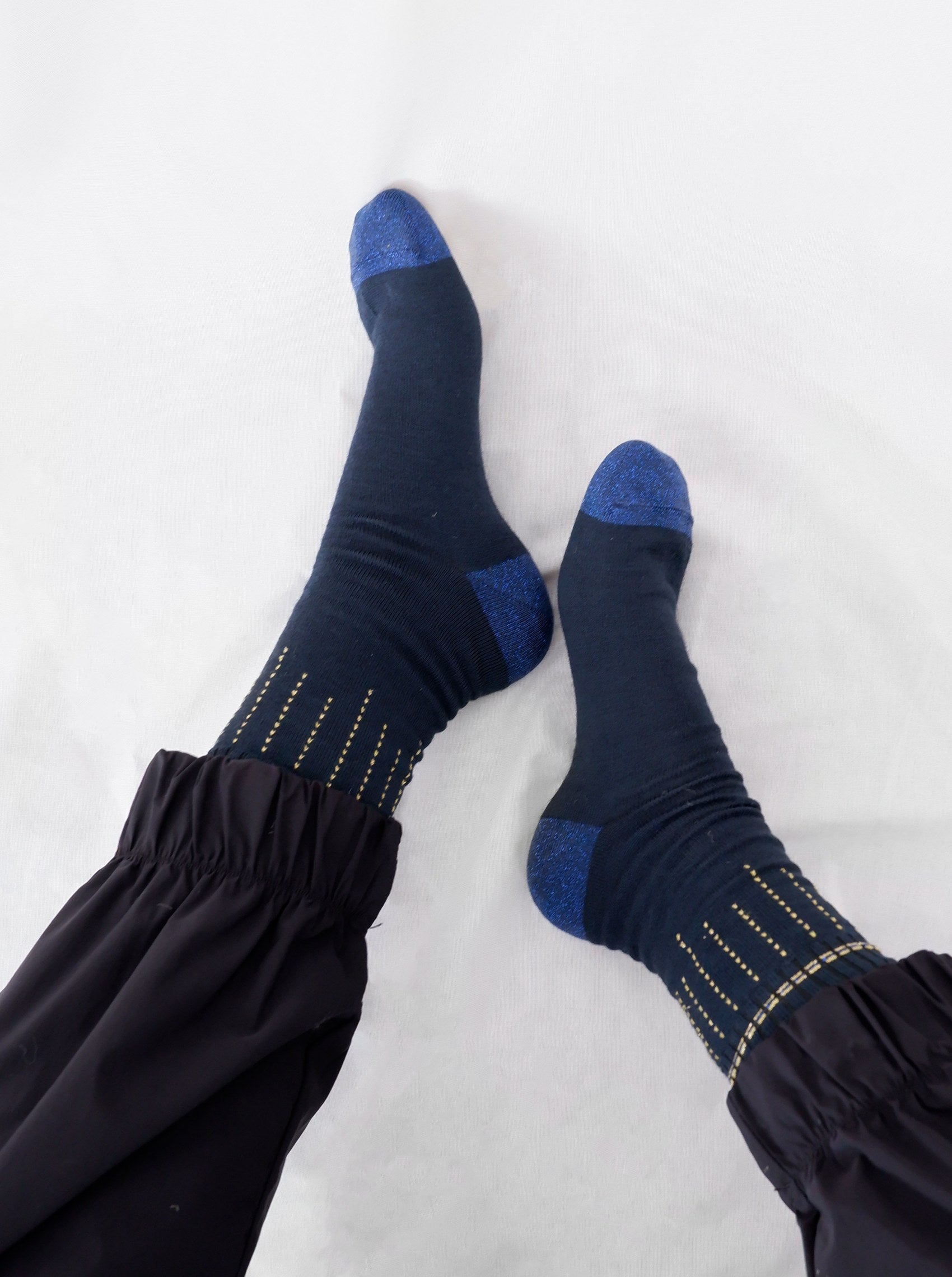 BCGLAZE wool mix sock - Navy/Gold - Black Colour