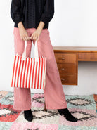 BCPIPER totebag - Red Stripe - Black Colour
