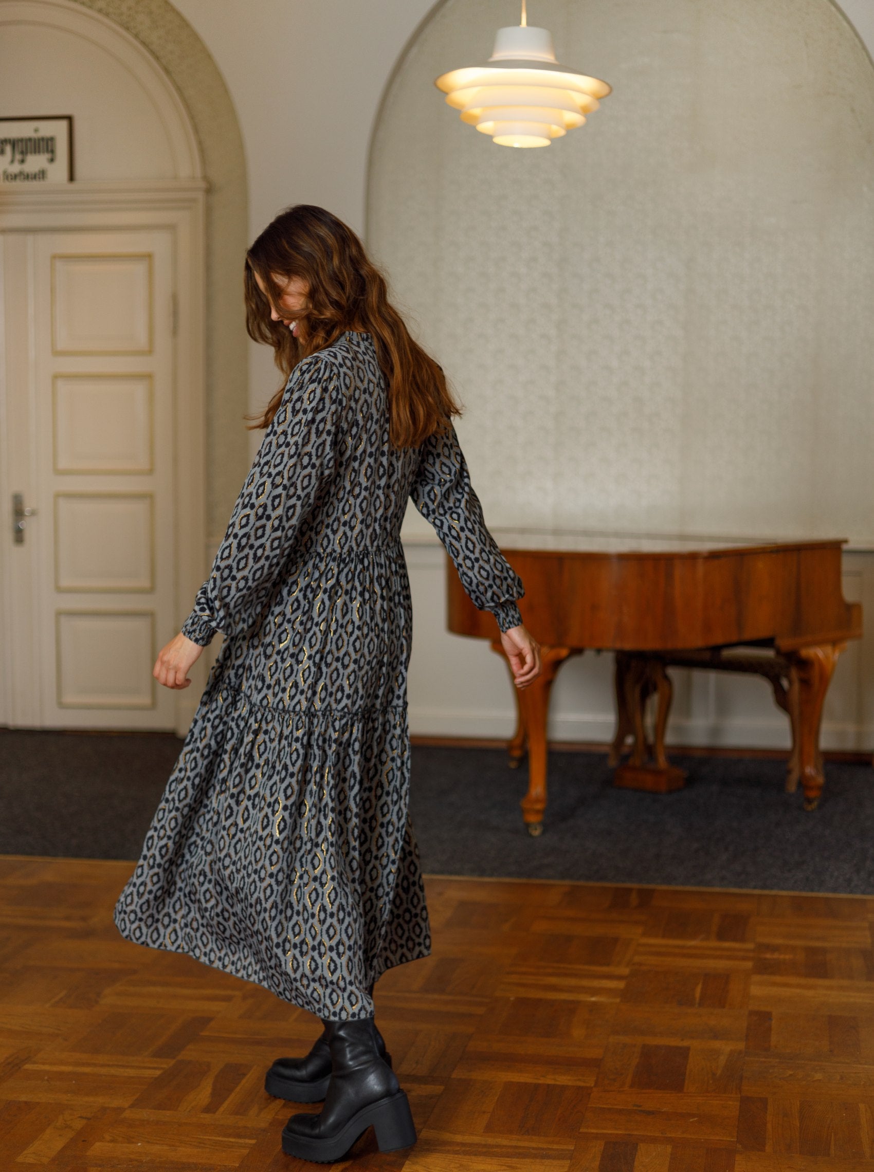 BCLUNA Rose boho dress - Steel Grey - Black Colour