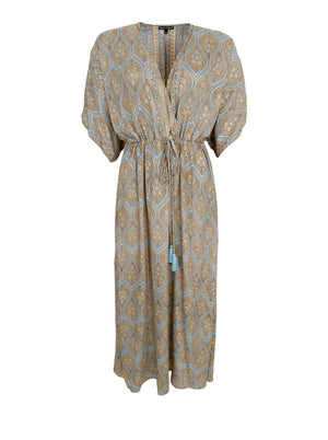 BCLUNA long V-neck dress - Tulip Sky - Black Colour