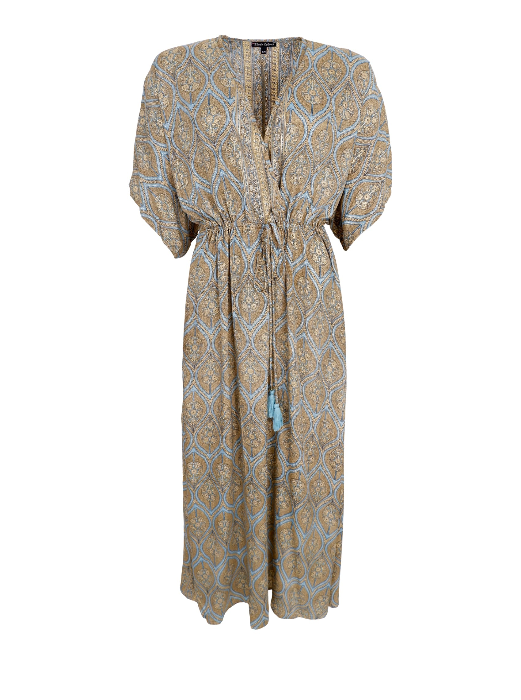 BCLUNA long V-neck dress - Tulip Sky - Black Colour