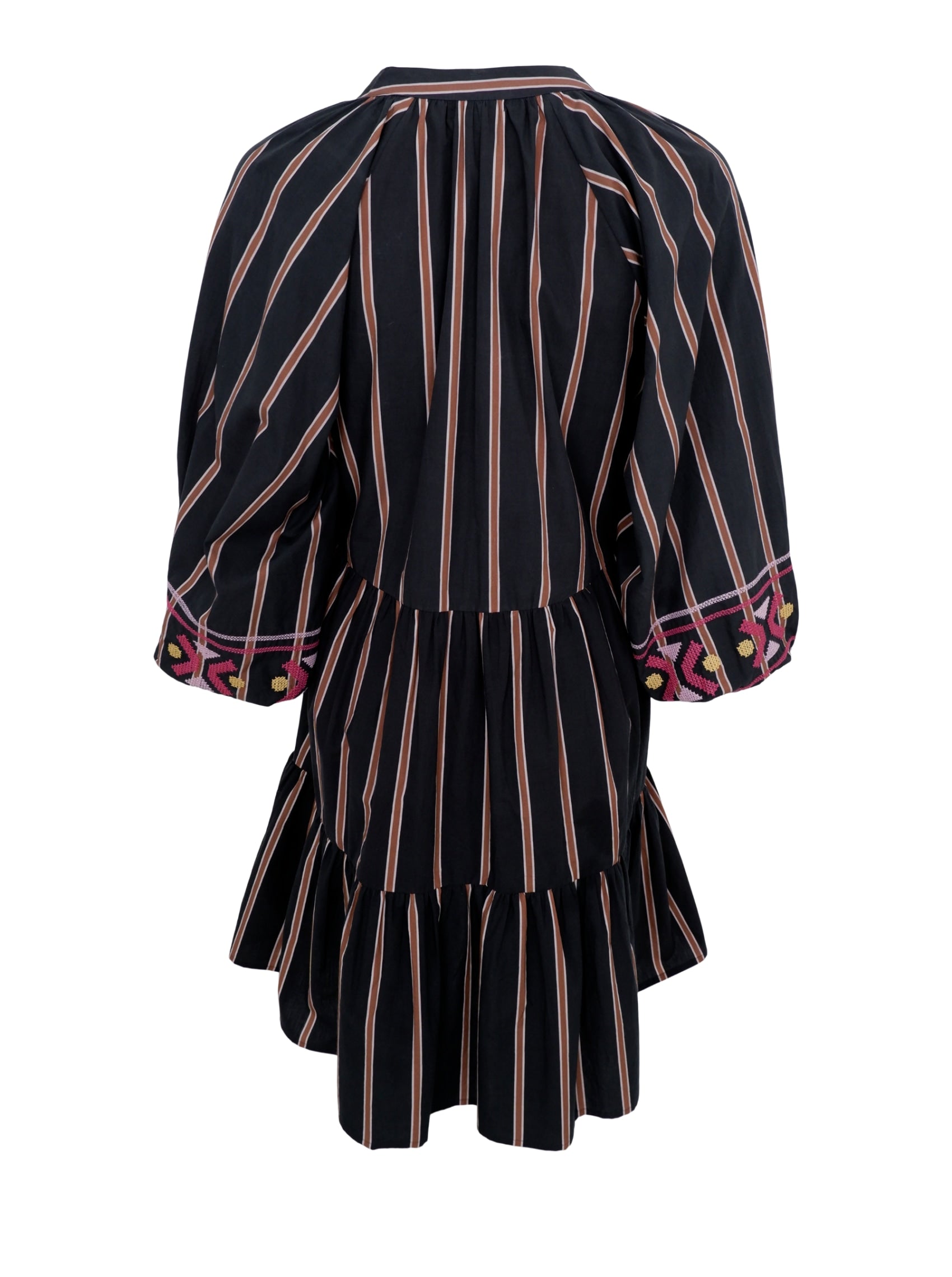 BCIZZIE stripe embroidery dress - Black - Black Colour