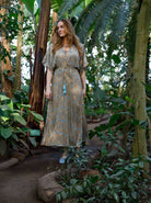 BCLUNA long V-neck dress - Tulip Sky - Black Colour