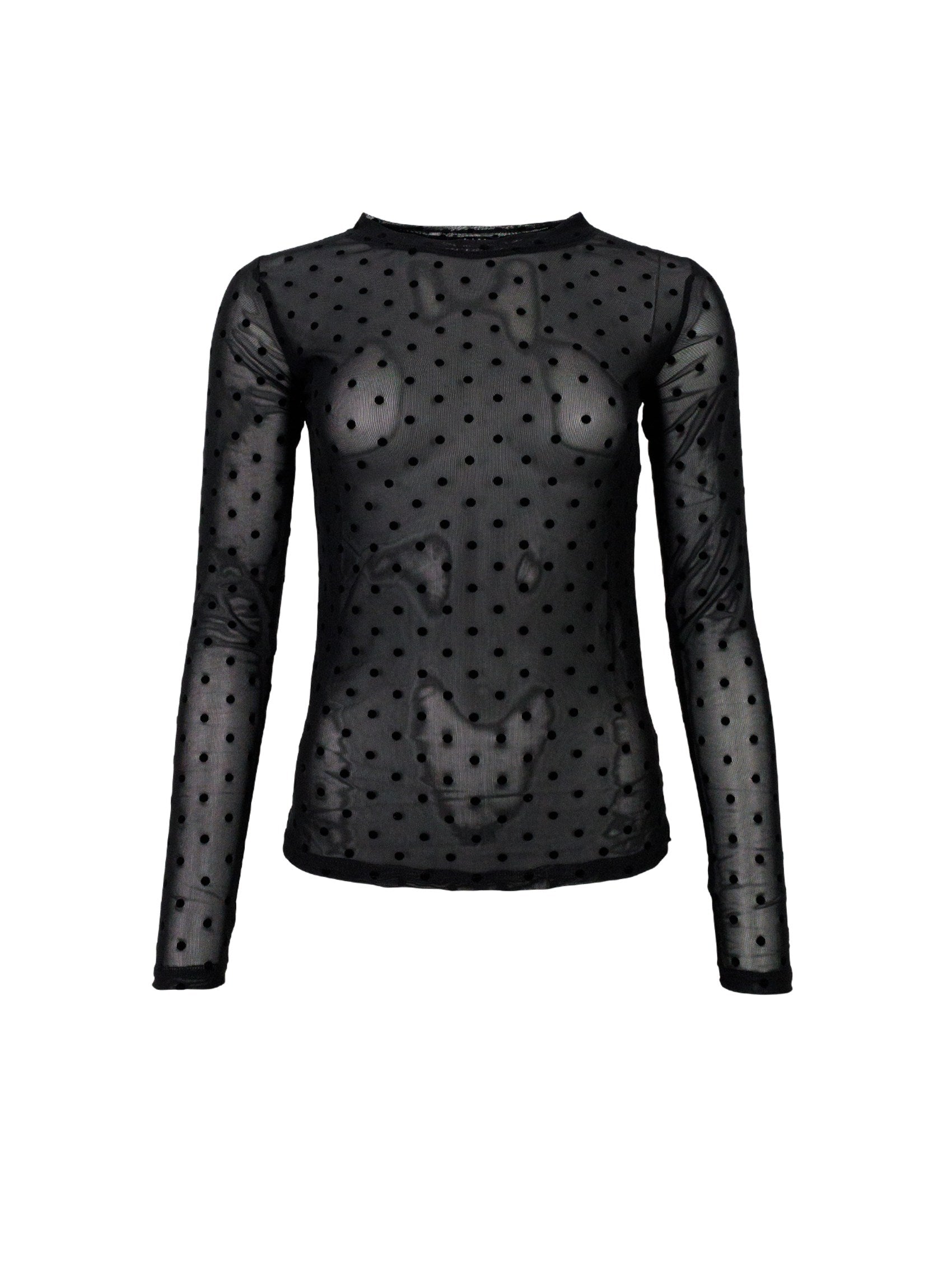 BCJENNIE dotted mesh blouse - Black - Black Colour