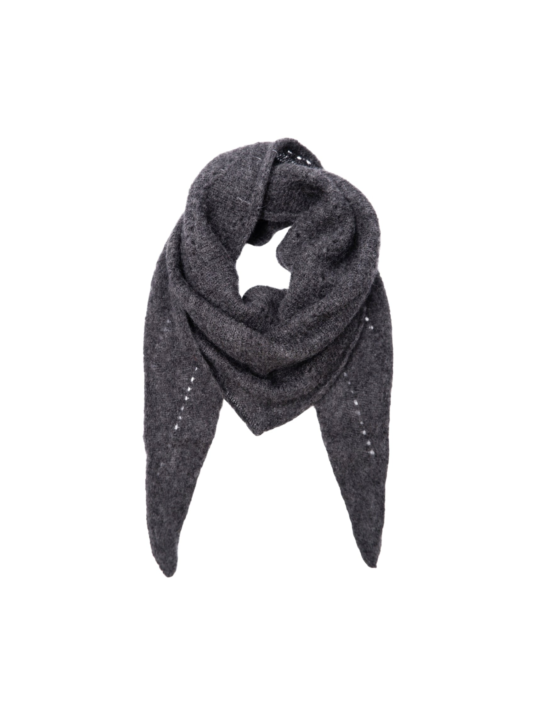 BCDELL knitted mini scarf - Dk. Grey Melange – Black Colour