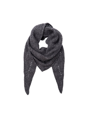 BCDELL knitted mini scarf - Dk. Grey Melange - Black Colour