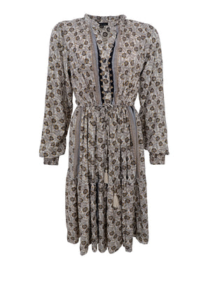 BCLUNA Rose boho short dress - Gold Grey - Black Colour