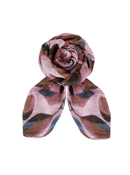 BCSOFIA leaves scarf - Rose - Black Colour