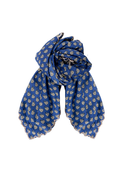 BCFLORA mini scarf - Blue Floral - Black Colour